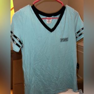 Ladies PINK Short Sleeve Tshirt V Neck